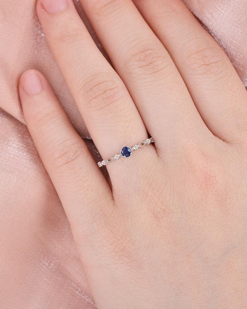 Lab Sapphire Round Cut White Gold Ring - Felicegals 丨Wedding ring 丨Fashion ring 丨Diamond ring 丨Gemstone ring--Felicegals