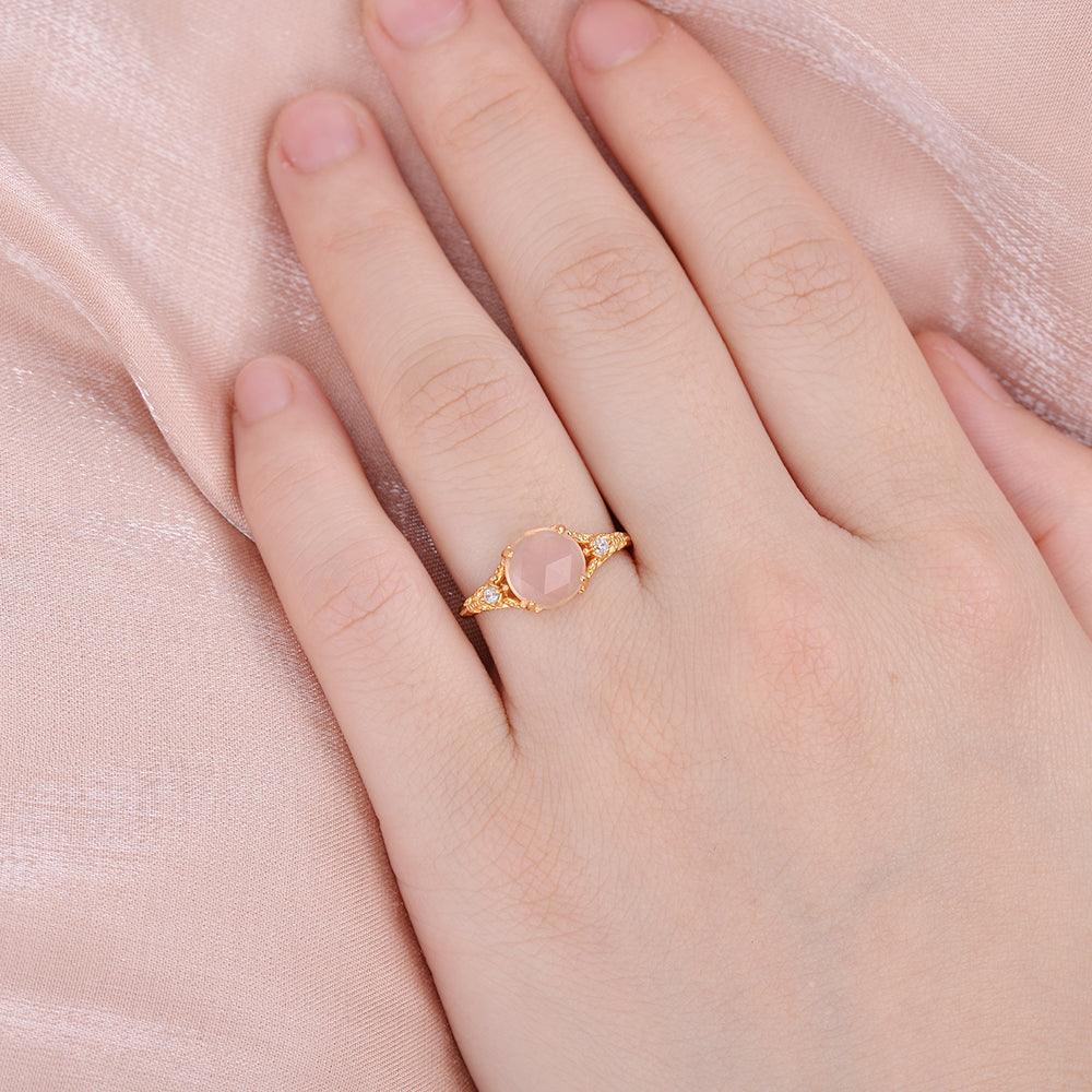 Rose Cut Pink Crsytal Vintage Inspired Yellow Gold Ring - Felicegals 丨Wedding ring 丨Fashion ring 丨Diamond ring 丨Gemstone ring--Felicegals 丨Wedding ring 丨Fashion ring 丨Diamond ring 丨Gemstone ring