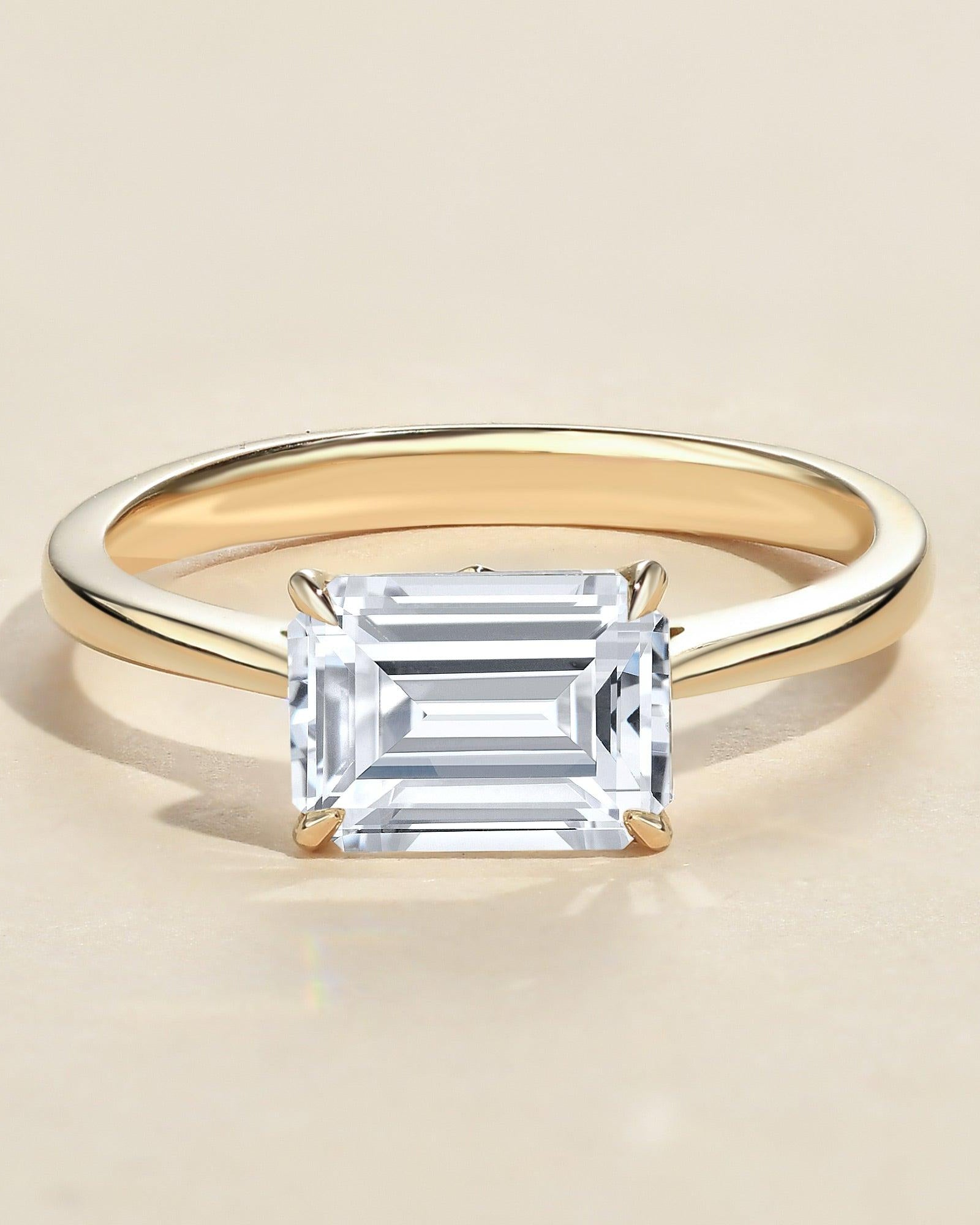 1.0ct Baguette Cut Moissanite Solitaire Ring - Felicegals 丨Wedding ring 丨Fashion ring 丨Diamond ring 丨Gemstone ring