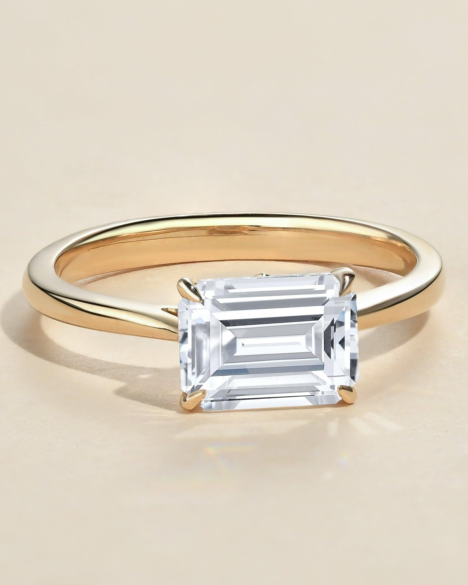 1.0ct Baguette Cut Moissanite Solitaire Ring - Felicegals 丨Wedding ring 丨Fashion ring 丨Diamond ring 丨Gemstone ring