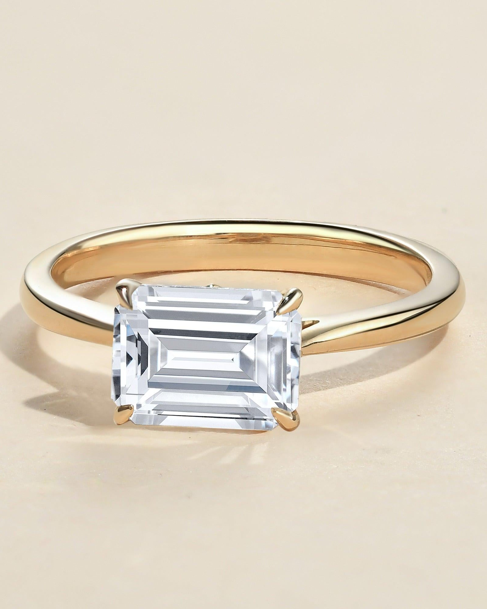 1.0ct Baguette Cut Moissanite Solitaire Ring - Felicegals 丨Wedding ring 丨Fashion ring 丨Diamond ring 丨Gemstone ring