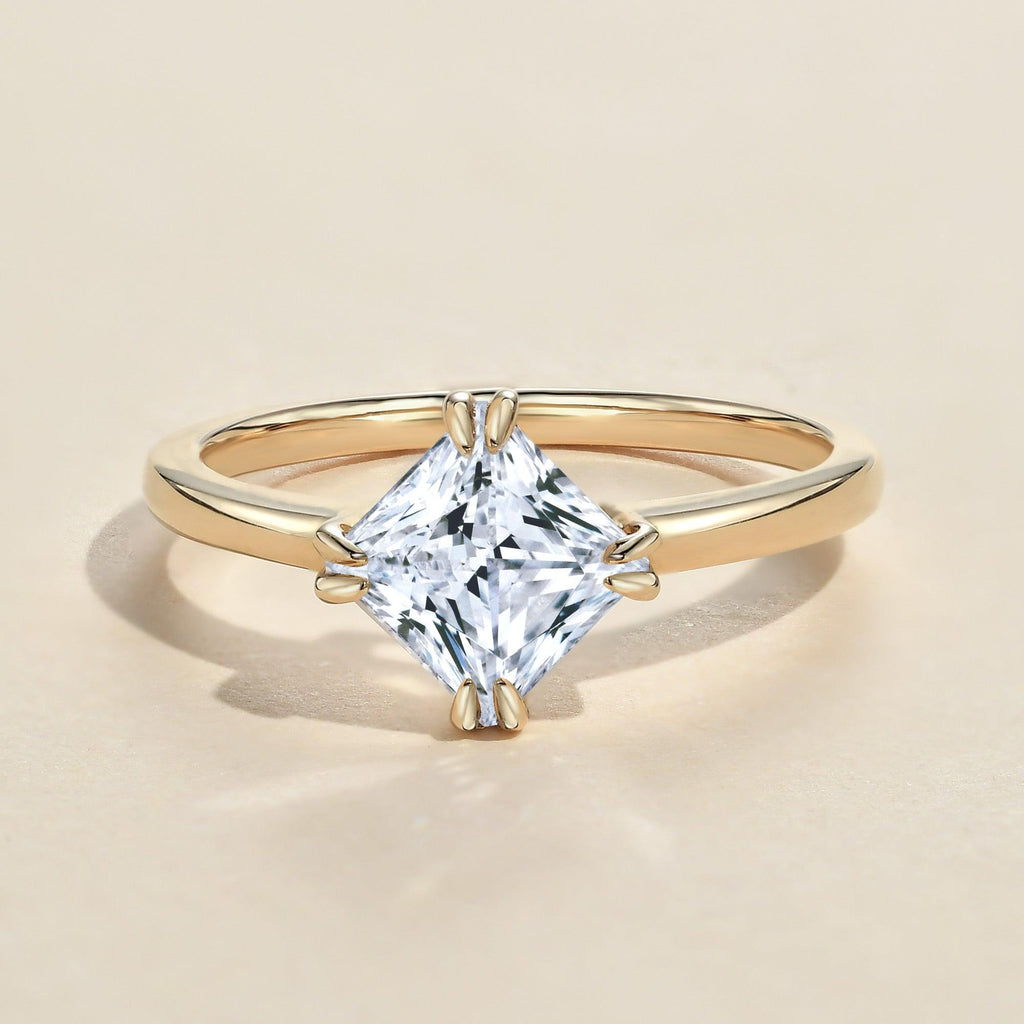 1.0ct Princess Cut Moissanite Double-Claw Solitaire Ring - Felicegals 丨Wedding ring 丨Fashion ring 丨Diamond ring 丨Gemstone ring