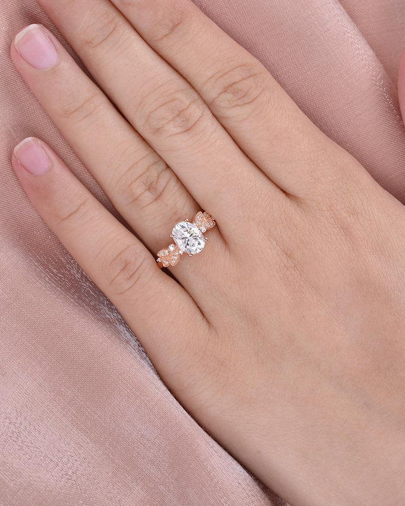 Oval Shaped Moissanite Inspired Ring - Felicegals