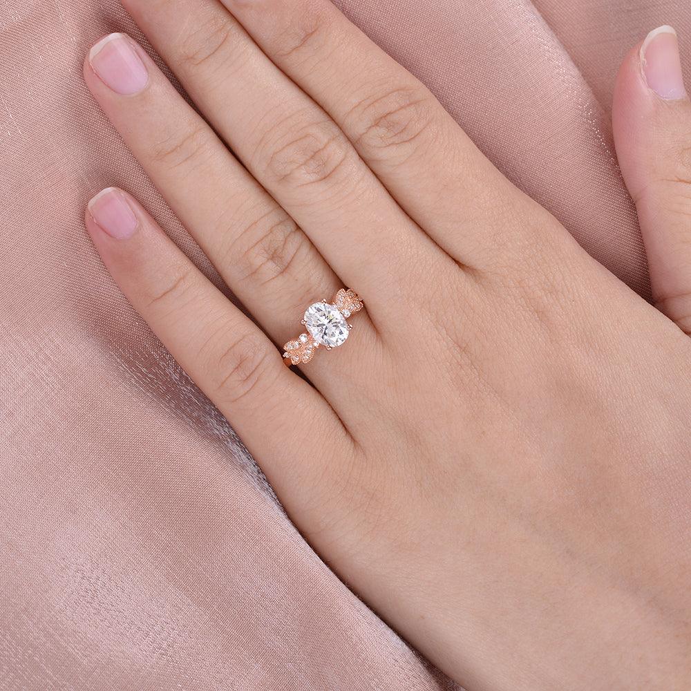 Oval Shaped Moissanite Inspired Ring - Felicegals