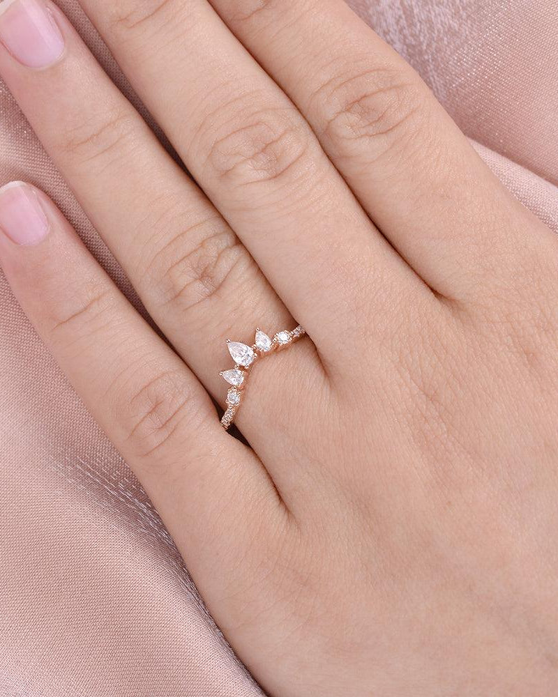 Pear Shaped Curved Moissanite Wedding Band - Felicegals