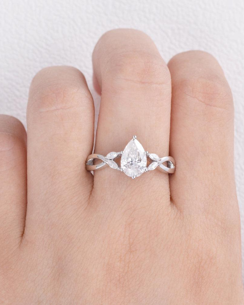 Pear Shaped Moissanite 6 Prongs Ring - Felicegals