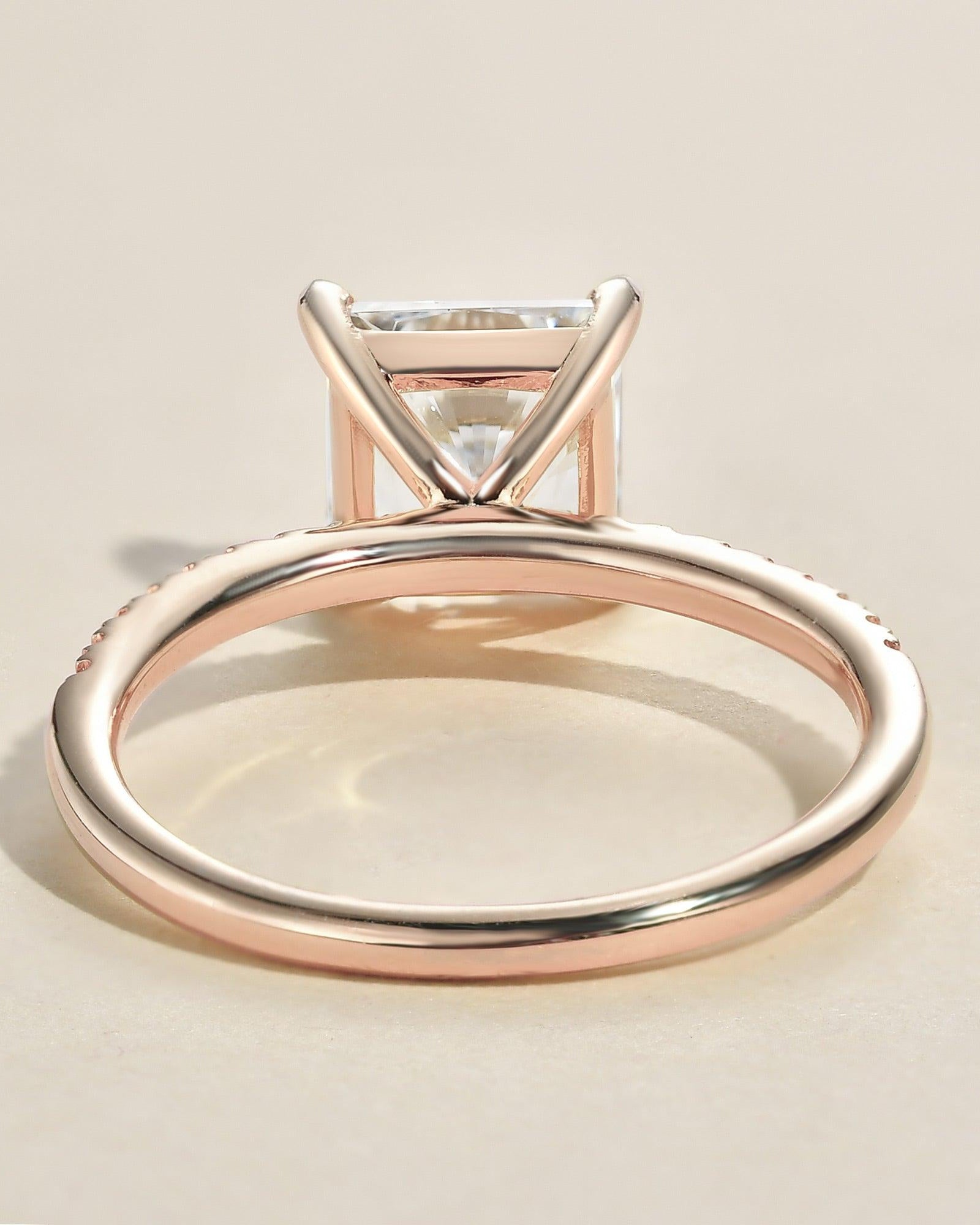 1.0ct Princess Cut Moissanite Pave Solitaire Ring - Felicegals 丨Wedding ring 丨Fashion ring 丨Diamond ring 丨Gemstone ring