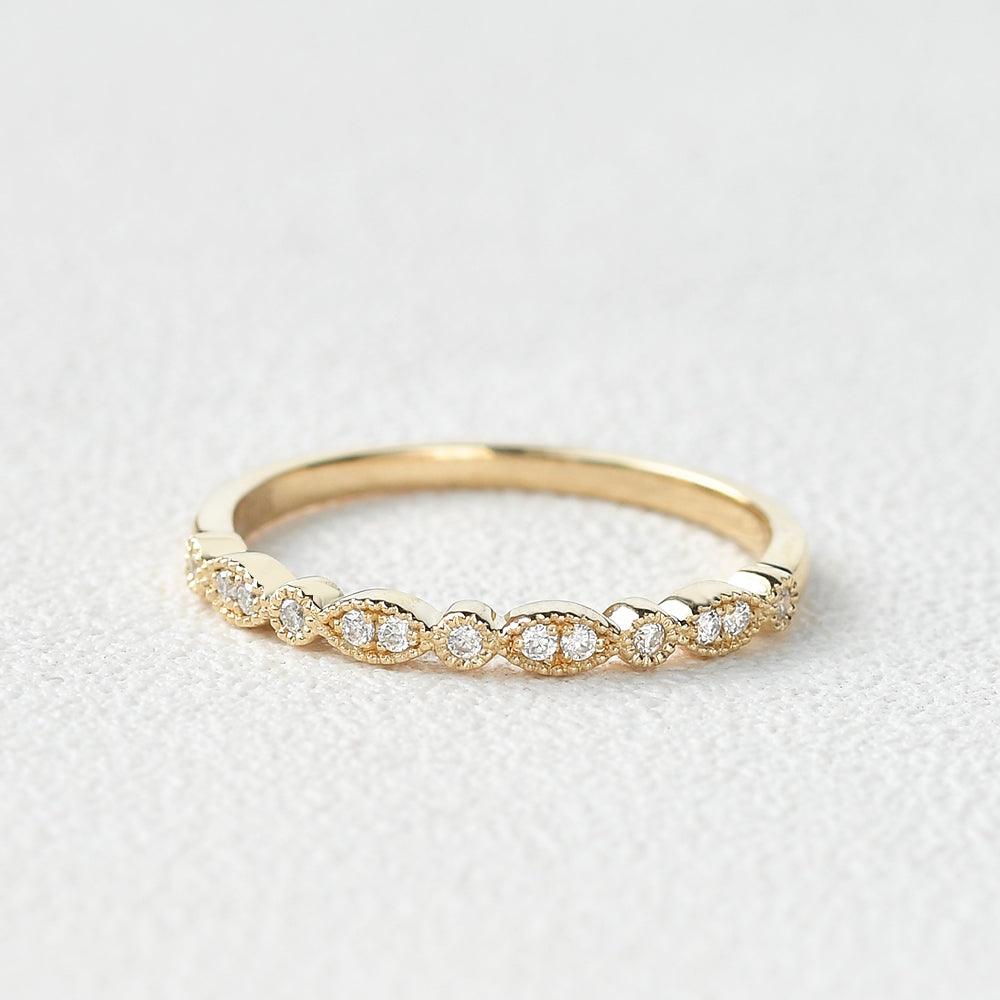 Moissanite Milgrain Dainty White/Rose Gold Ring - Felicegals 丨Wedding ring 丨Fashion ring 丨Diamond ring 丨Gemstone ring--Felicegals