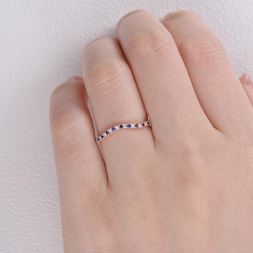 Bule Sapphire & Moissanite Wedding Band - Felicegals