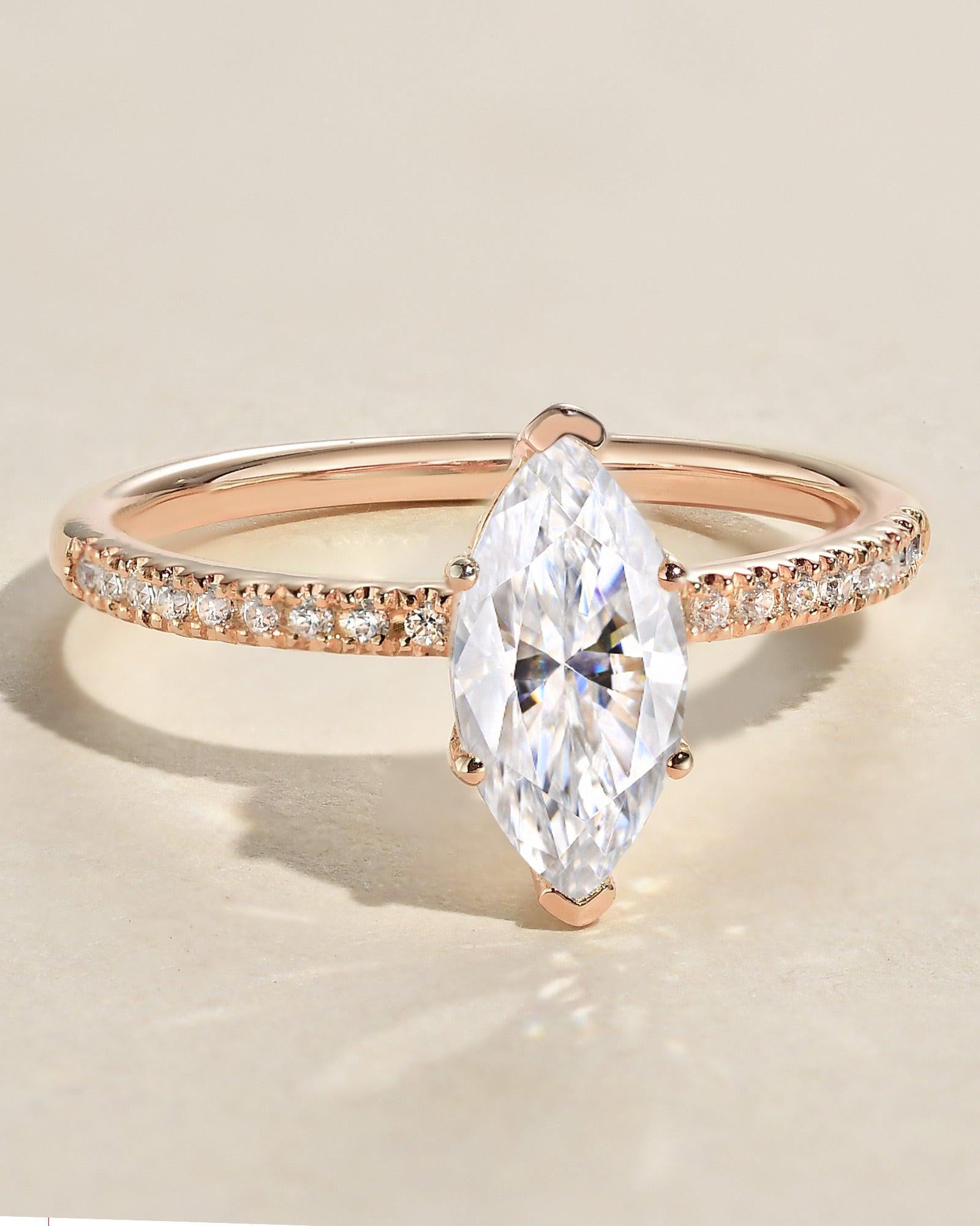 1.5ct Marquise Moissanite Pave Classic Solitaire Ring - Felicegals 丨Wedding ring 丨Fashion ring 丨Diamond ring 丨Gemstone ring