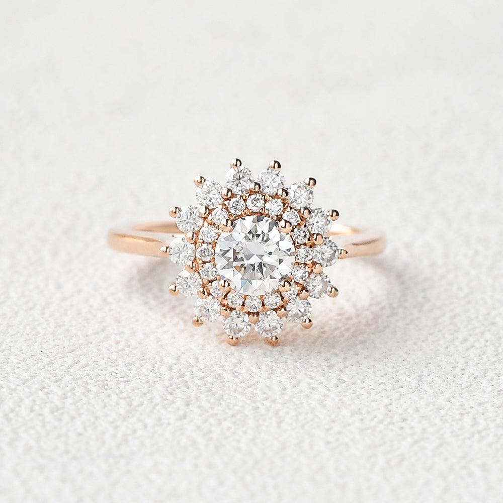 Flower Marquise Moissanite Rose Gold Ring - Felicegals 丨Wedding ring 丨Fashion ring 丨Diamond ring 丨Gemstone ring--Felicegals