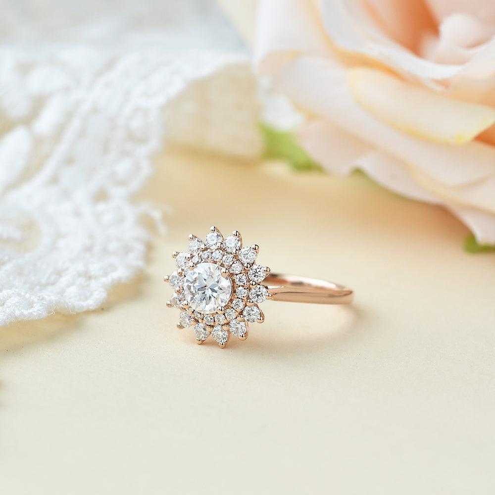 Flower Marquise Moissanite Rose Gold Ring - Felicegals 丨Wedding ring 丨Fashion ring 丨Diamond ring 丨Gemstone ring--Felicegals