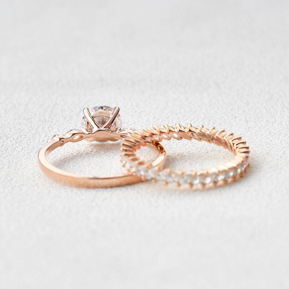 Moissanite Four Prongs Ring Set 2pcs - Felicegals