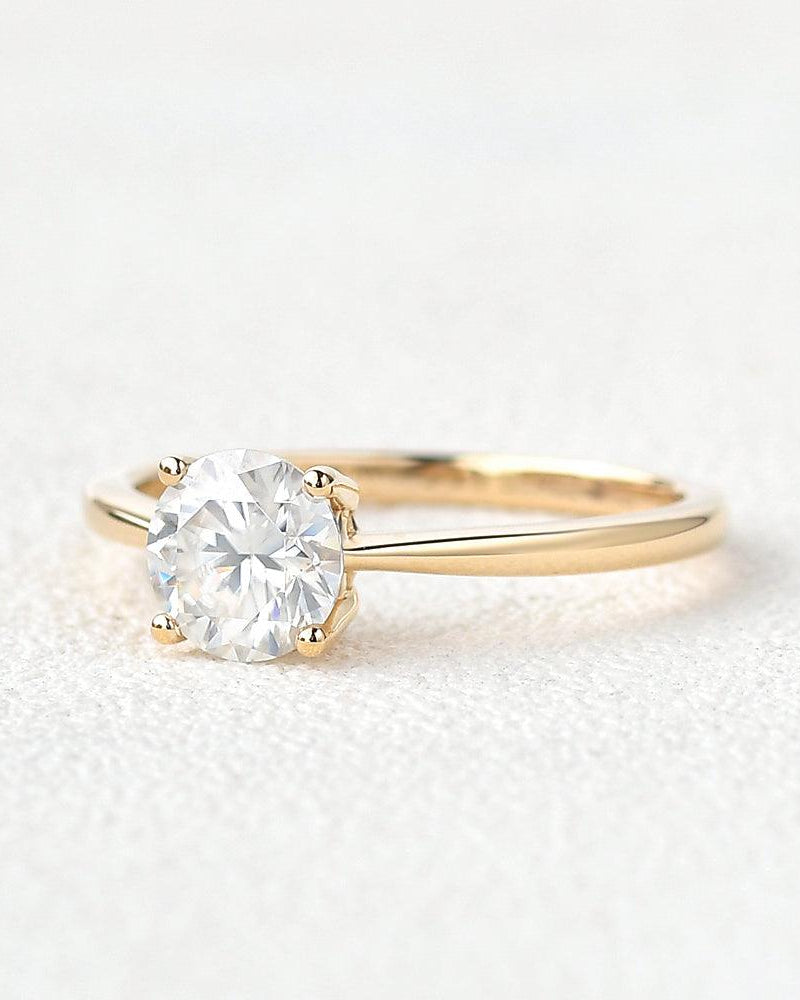 1ct Classic 4 Prongs Yellow Gold Ring - Felicegals