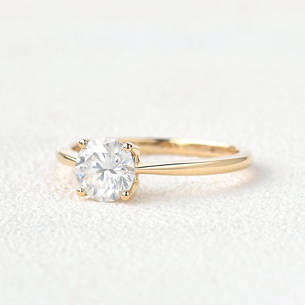 1ct Classic 4 Prongs Yellow Gold Ring - Felicegals