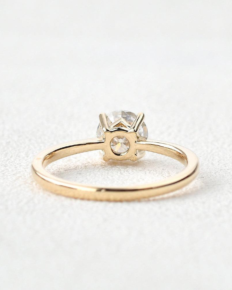 1ct Classic 4 Prongs Yellow Gold Ring - Felicegals