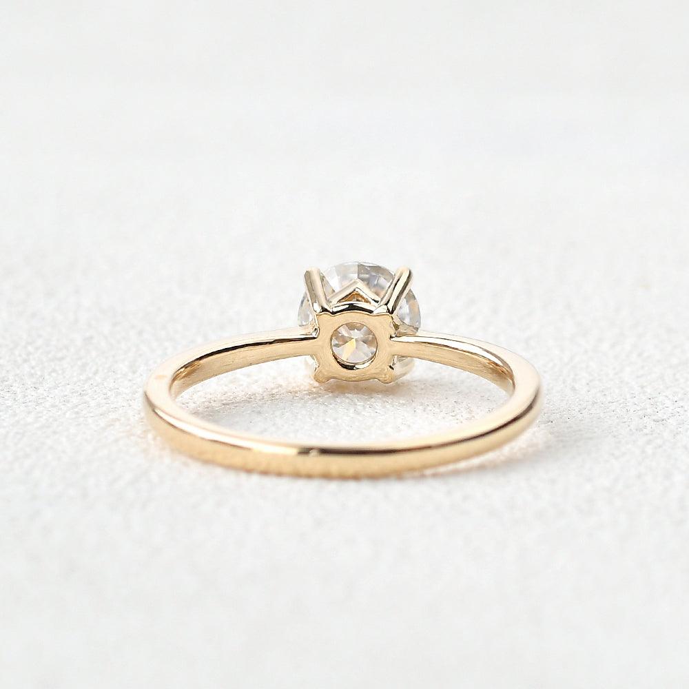 1ct Classic 4 Prongs Yellow Gold Ring - Felicegals