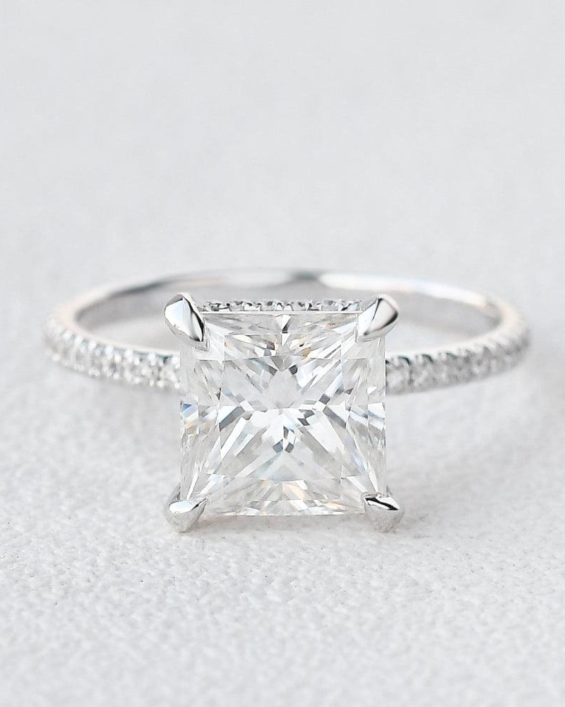 Princess Cut Moissanite Engagement Ring - Felicegals