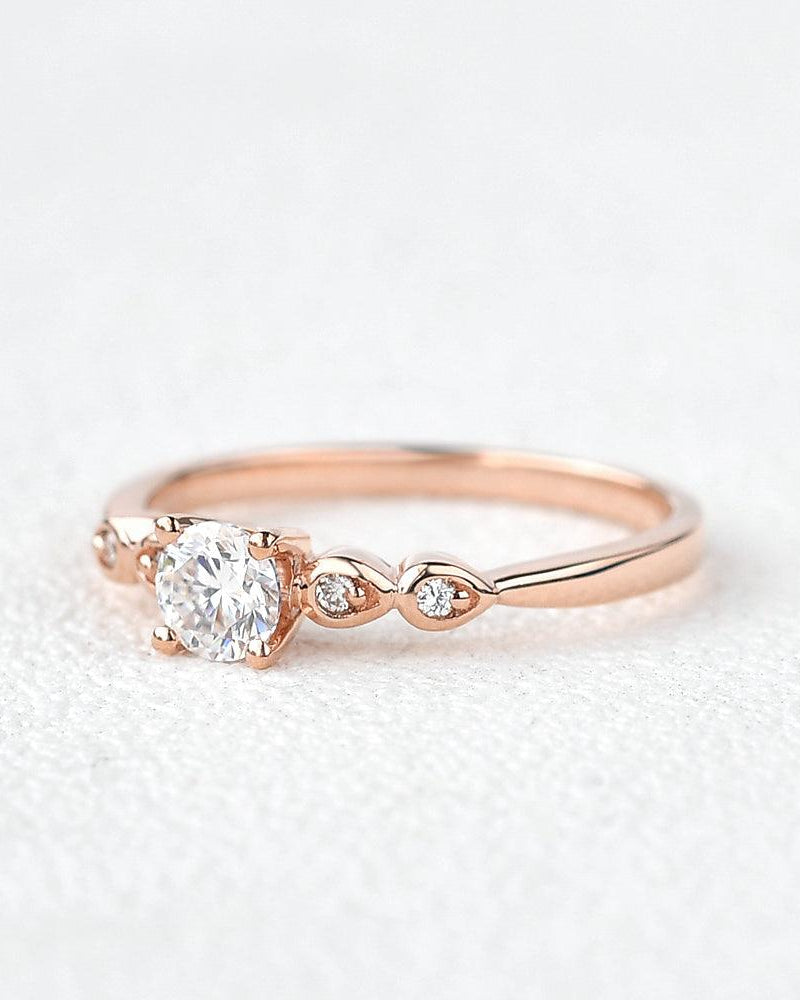 Moissanite Rose Gold Four Prongs Ring - Felicegals
