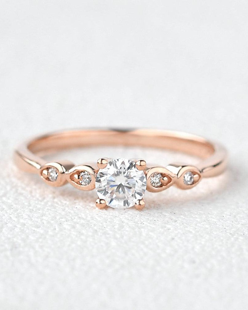 Moissanite Rose Gold Four Prongs Ring - Felicegals