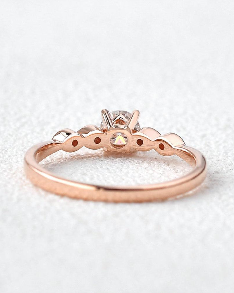 Moissanite Rose Gold Four Prongs Ring - Felicegals