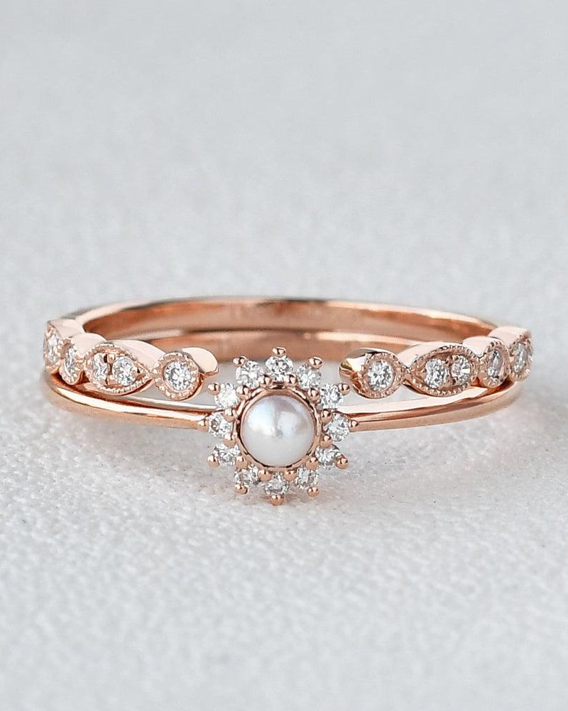 Mini Akoya Rose Gold Ring Set 2pcs - Felicegals