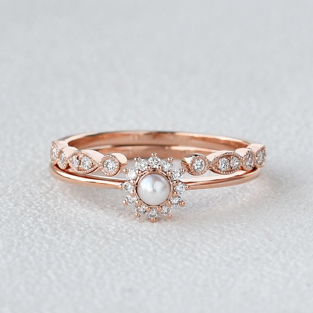 Mini Akoya Rose Gold Ring Set 2pcs - Felicegals