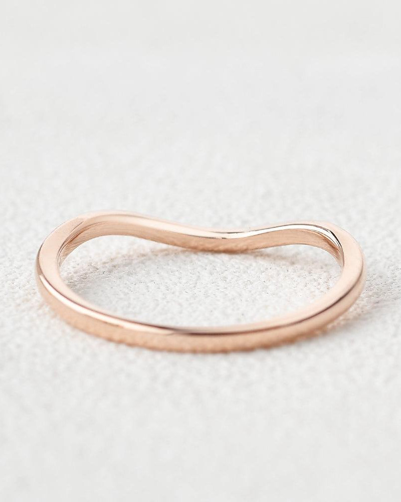 Minimalist Wave Rose Gold Promise Ring - Felicegals