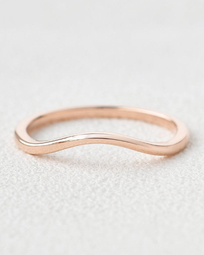 Minimalist Wave Rose Gold Promise Ring - Felicegals