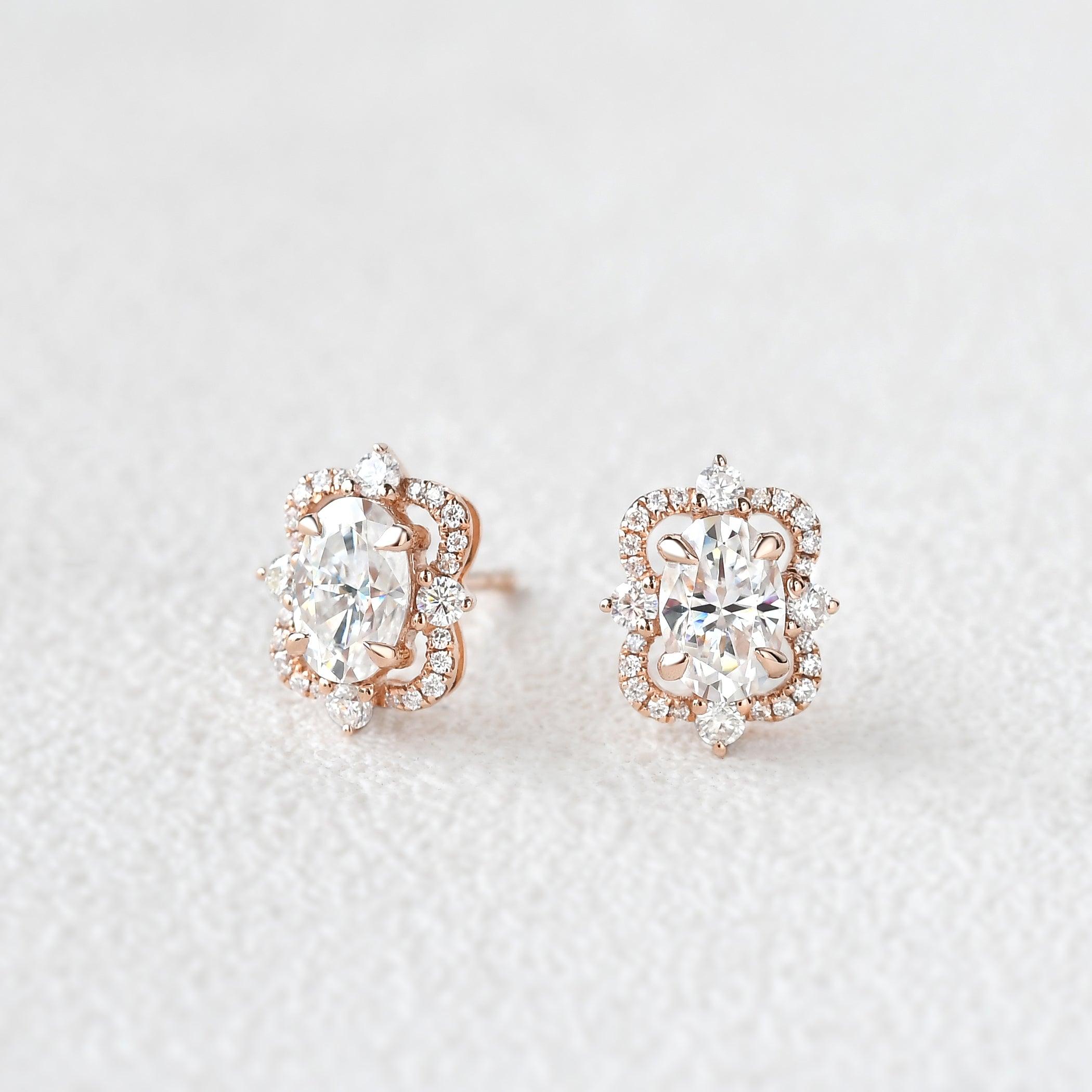 Felicegals Moissanite Byzantine Art-deco Earrings - Felicegals 丨Wedding ring 丨Fashion ring 丨Diamond ring 丨Gemstone ring--Felicegals 丨Wedding ring 丨Fashion ring 丨Diamond ring 丨Gemstone ring