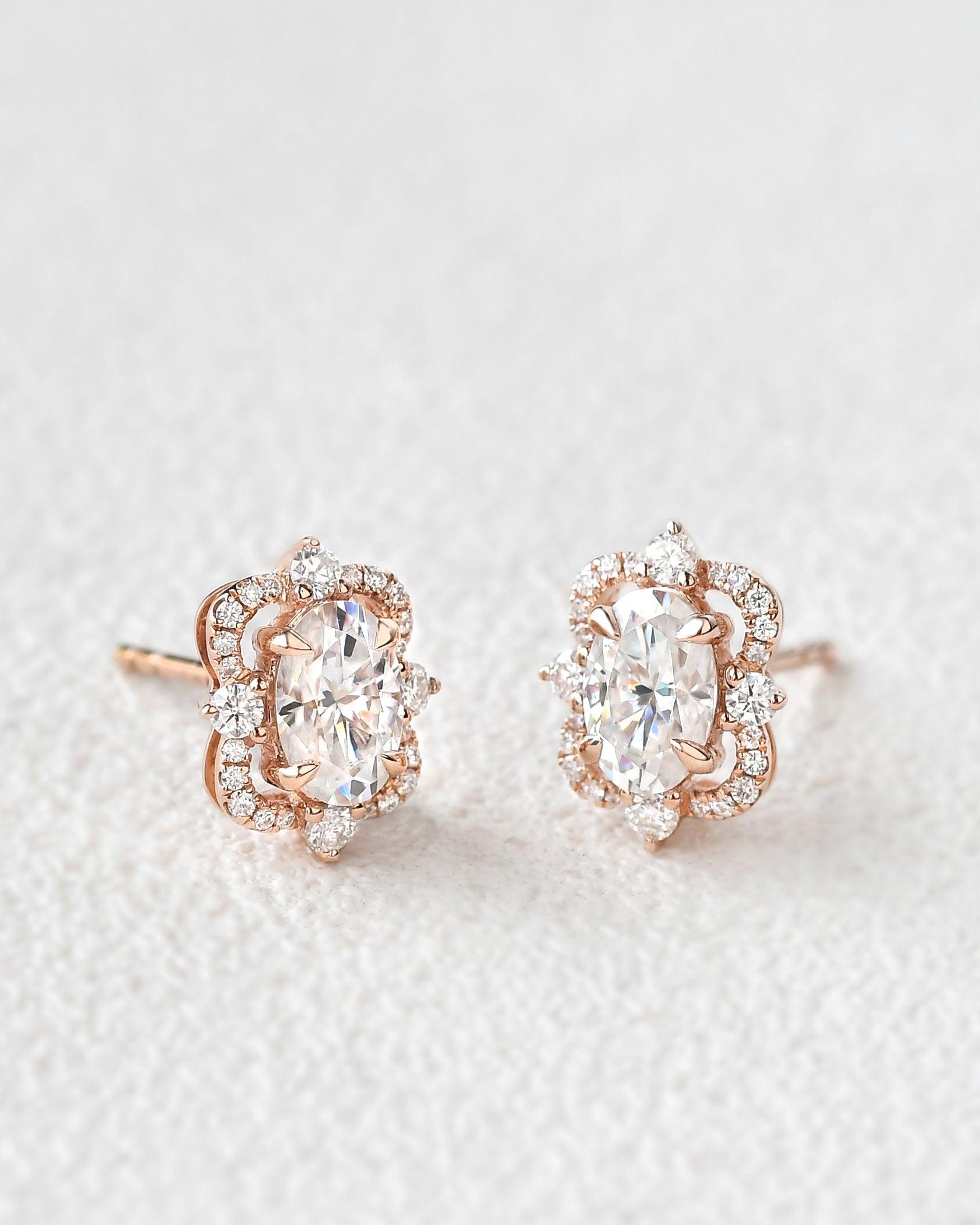 Felicegals Moissanite Byzantine Art-deco Earrings - Felicegals 丨Wedding ring 丨Fashion ring 丨Diamond ring 丨Gemstone ring--Felicegals 丨Wedding ring 丨Fashion ring 丨Diamond ring 丨Gemstone ring