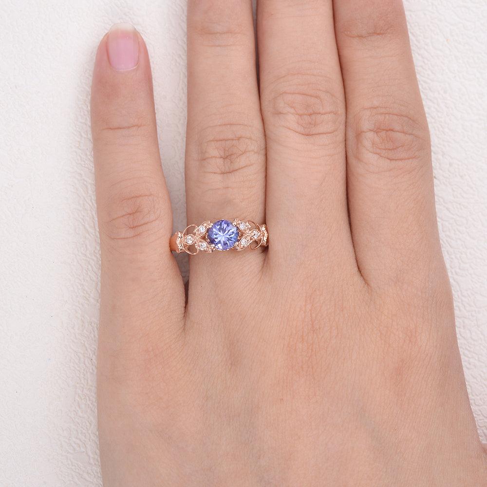 Tanzanite & Moissanite Inspired Rose Gold Ring - Felicegals