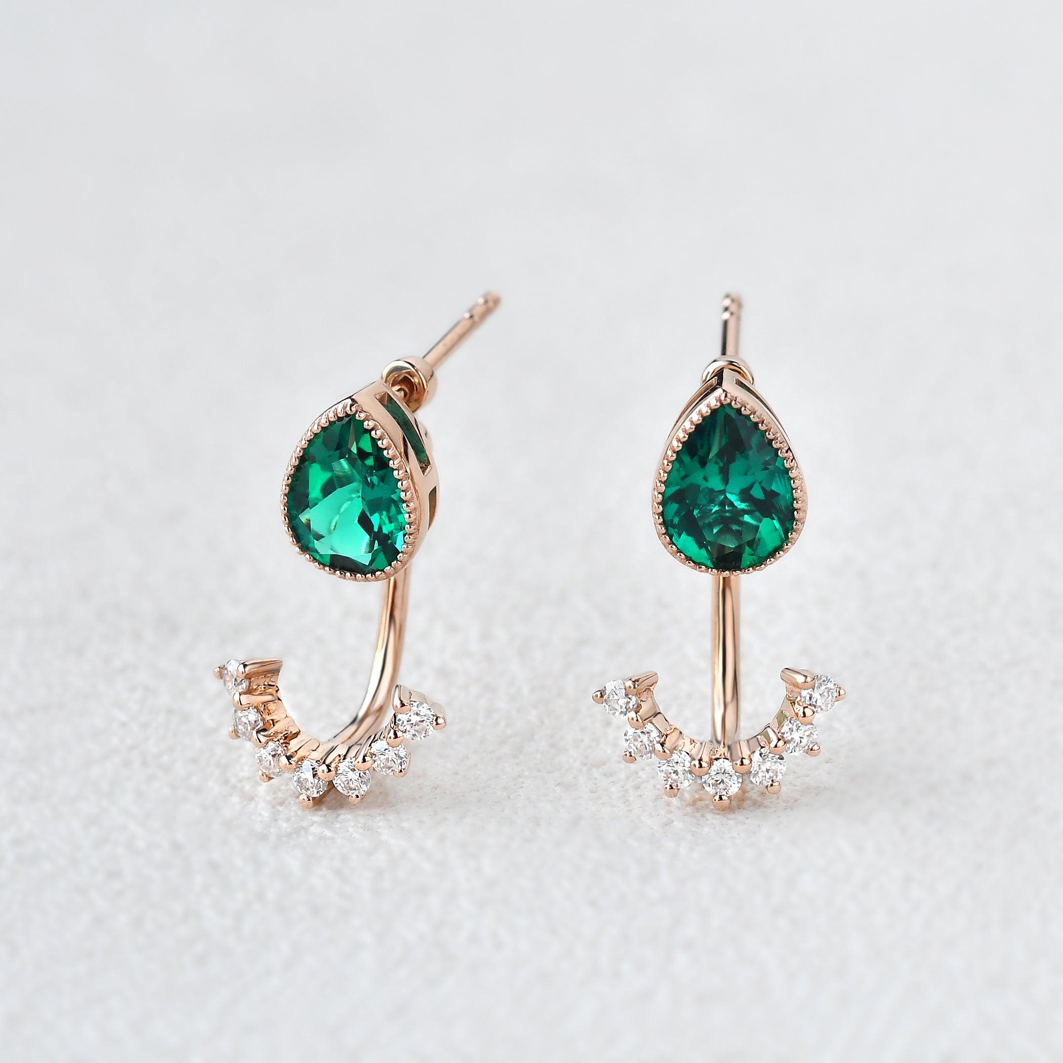 Felicegals Emerald Vintage Earring Set 2pcs - Felicegals 丨Wedding ring 丨Fashion ring 丨Diamond ring 丨Gemstone ring--Felicegals 丨Wedding ring 丨Fashion ring 丨Diamond ring 丨Gemstone ring