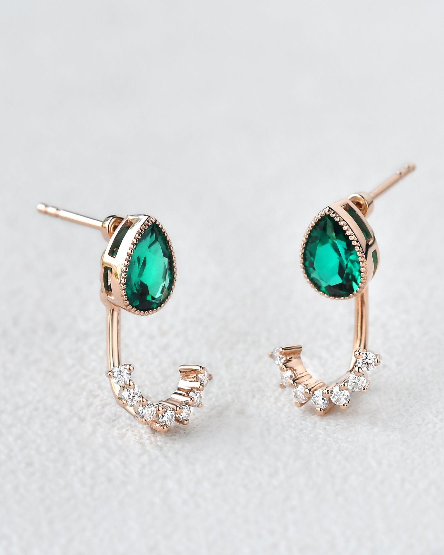 Felicegals Emerald Vintage Earring Set 2pcs - Felicegals 丨Wedding ring 丨Fashion ring 丨Diamond ring 丨Gemstone ring--Felicegals 丨Wedding ring 丨Fashion ring 丨Diamond ring 丨Gemstone ring