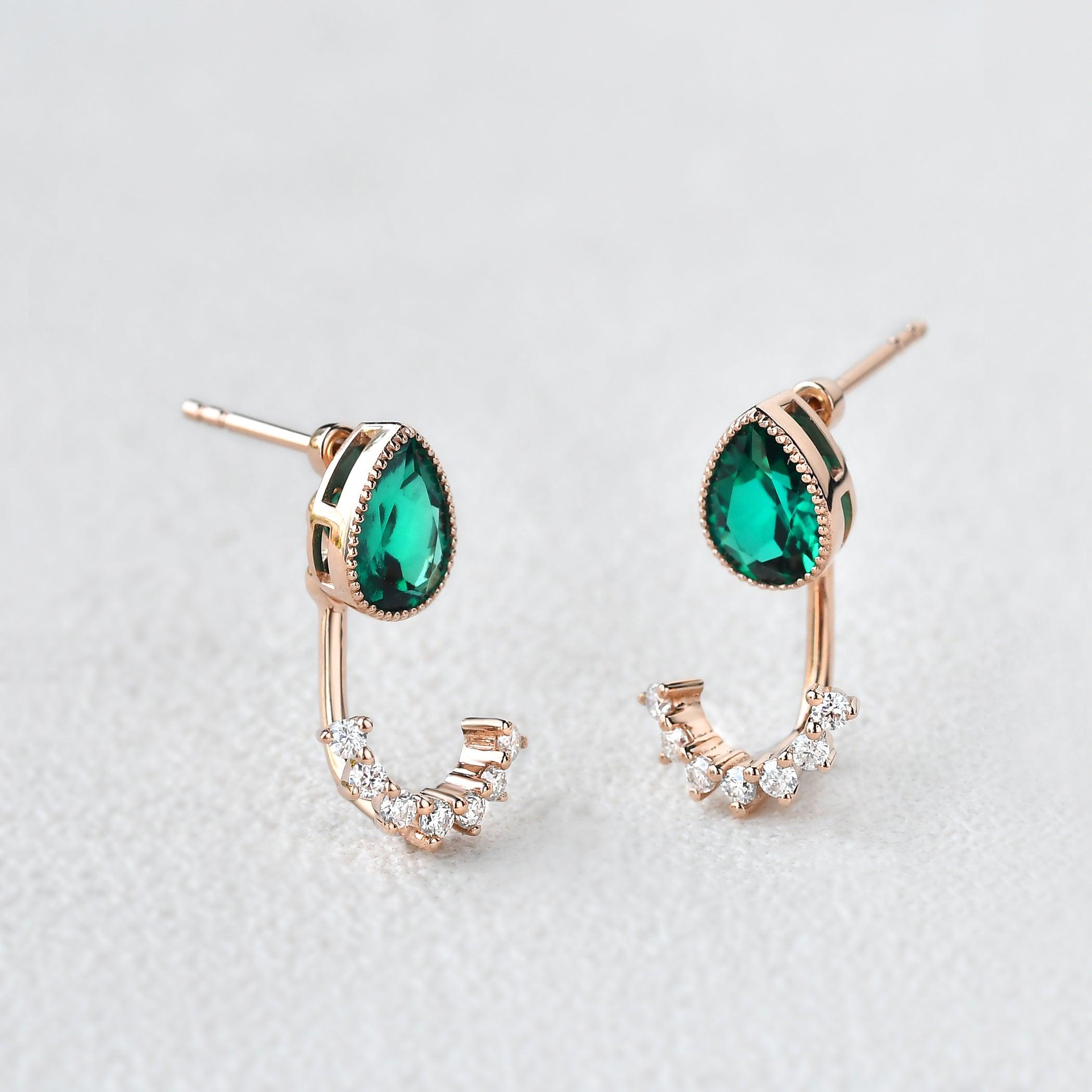 Felicegals Emerald Vintage Earring Set 2pcs - Felicegals 丨Wedding ring 丨Fashion ring 丨Diamond ring 丨Gemstone ring--Felicegals 丨Wedding ring 丨Fashion ring 丨Diamond ring 丨Gemstone ring