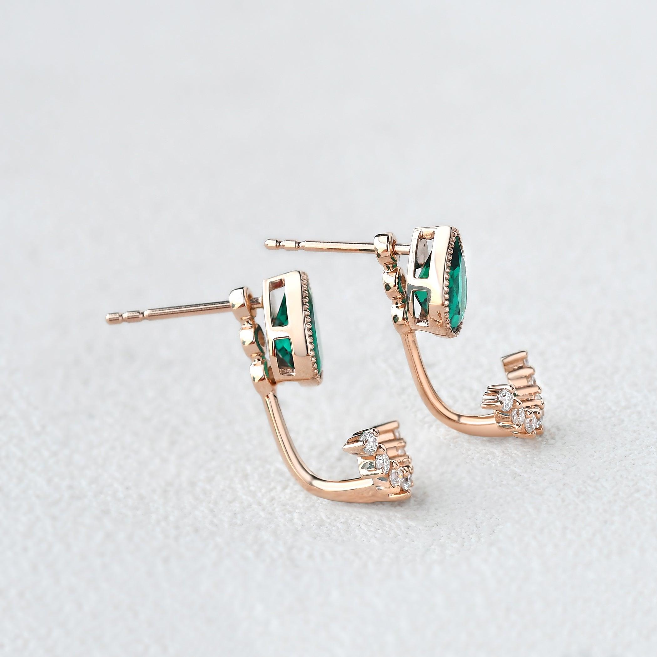 Felicegals Emerald Vintage Earring Set 2pcs - Felicegals 丨Wedding ring 丨Fashion ring 丨Diamond ring 丨Gemstone ring--Felicegals 丨Wedding ring 丨Fashion ring 丨Diamond ring 丨Gemstone ring