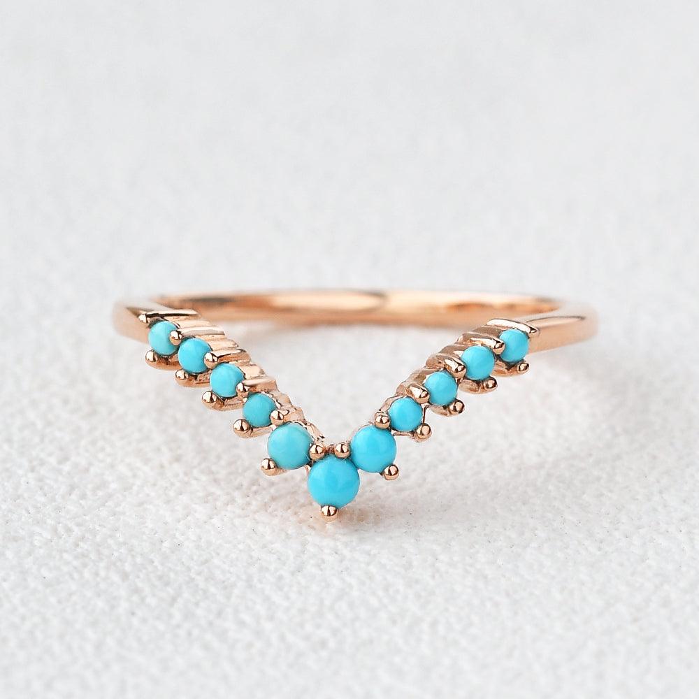 Turquoise Chevron Stacking Wedding Band - Felicegals