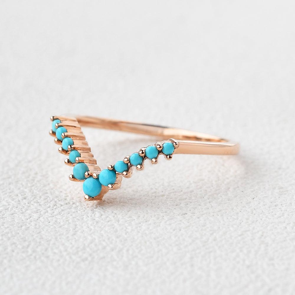Turquoise Chevron Stacking Wedding Band - Felicegals