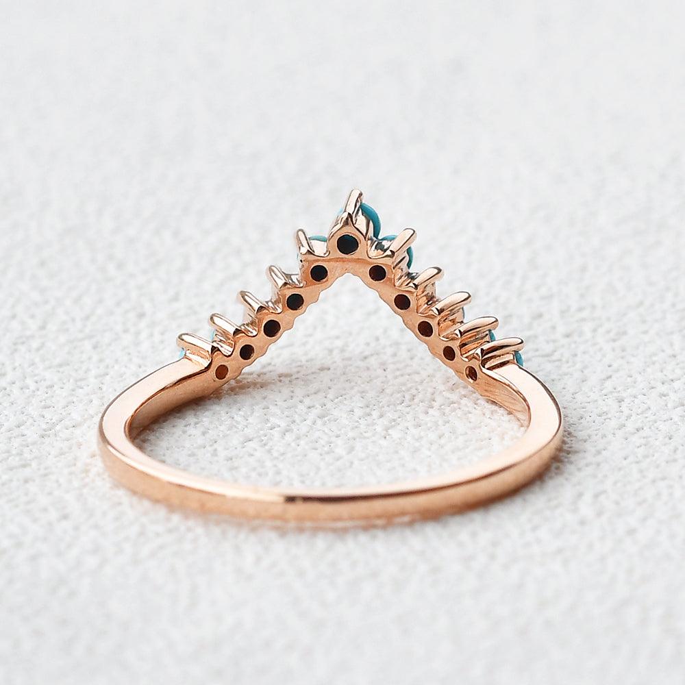 Turquoise Chevron Stacking Wedding Band - Felicegals