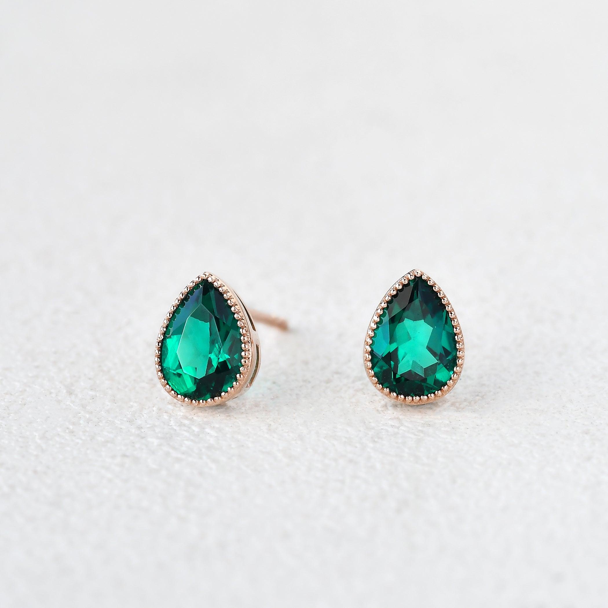 Felicegals Emerald Vintage Earring Set 2pcs - Felicegals 丨Wedding ring 丨Fashion ring 丨Diamond ring 丨Gemstone ring--Felicegals 丨Wedding ring 丨Fashion ring 丨Diamond ring 丨Gemstone ring