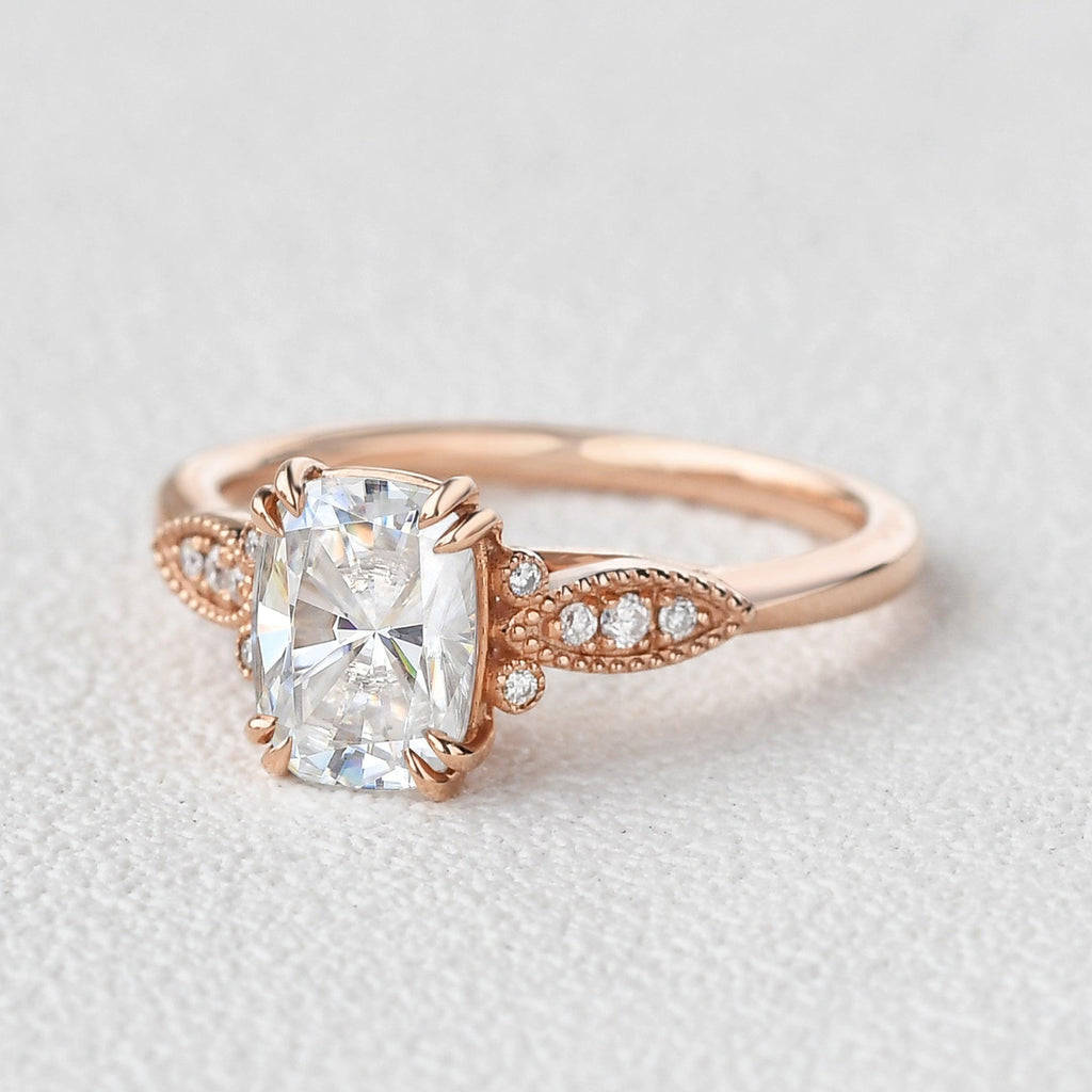 Moissanite Vintage Inspired Rose Gold Ring - Felicegals