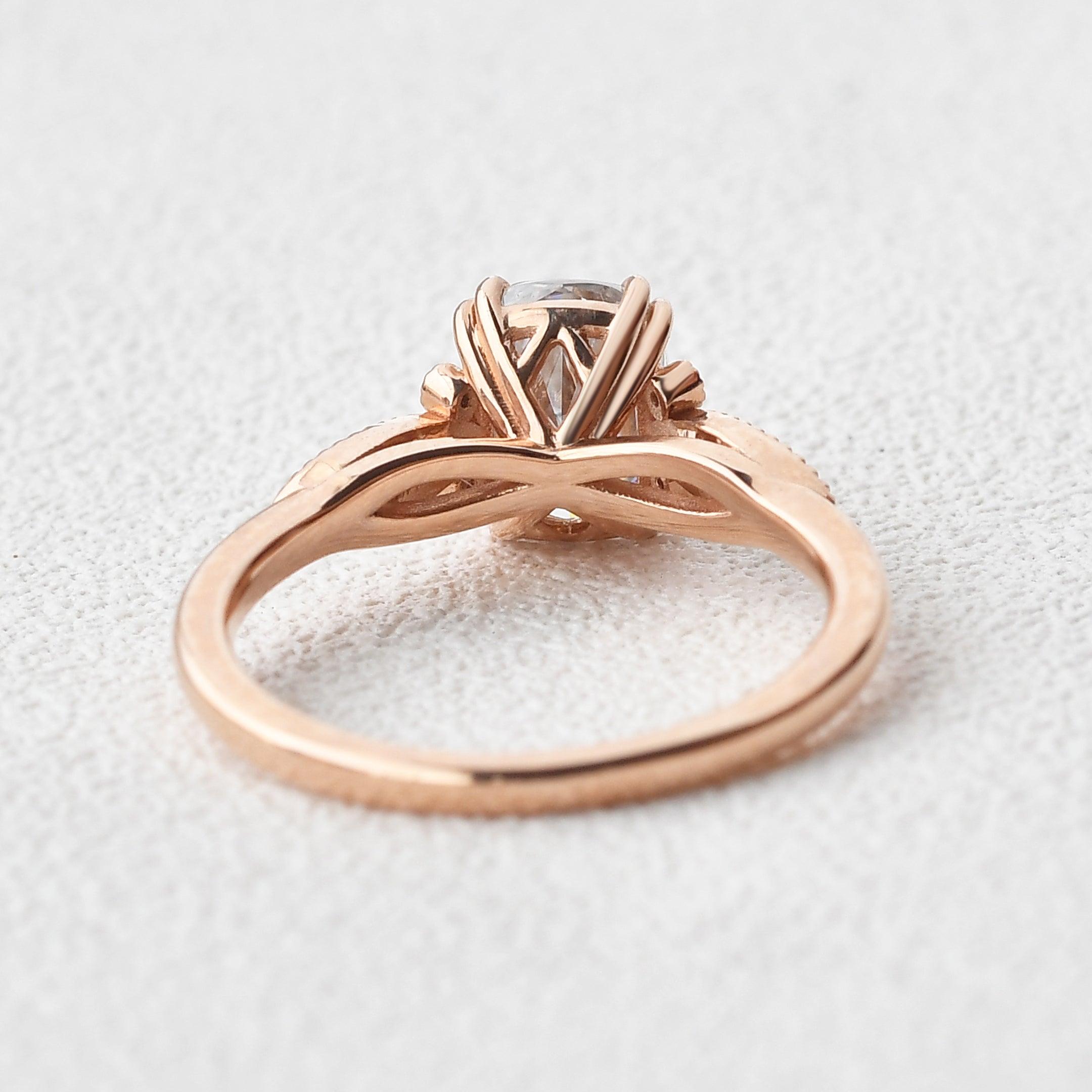 Moissanite Vintage Inspired Rose Gold Ring - Felicegals