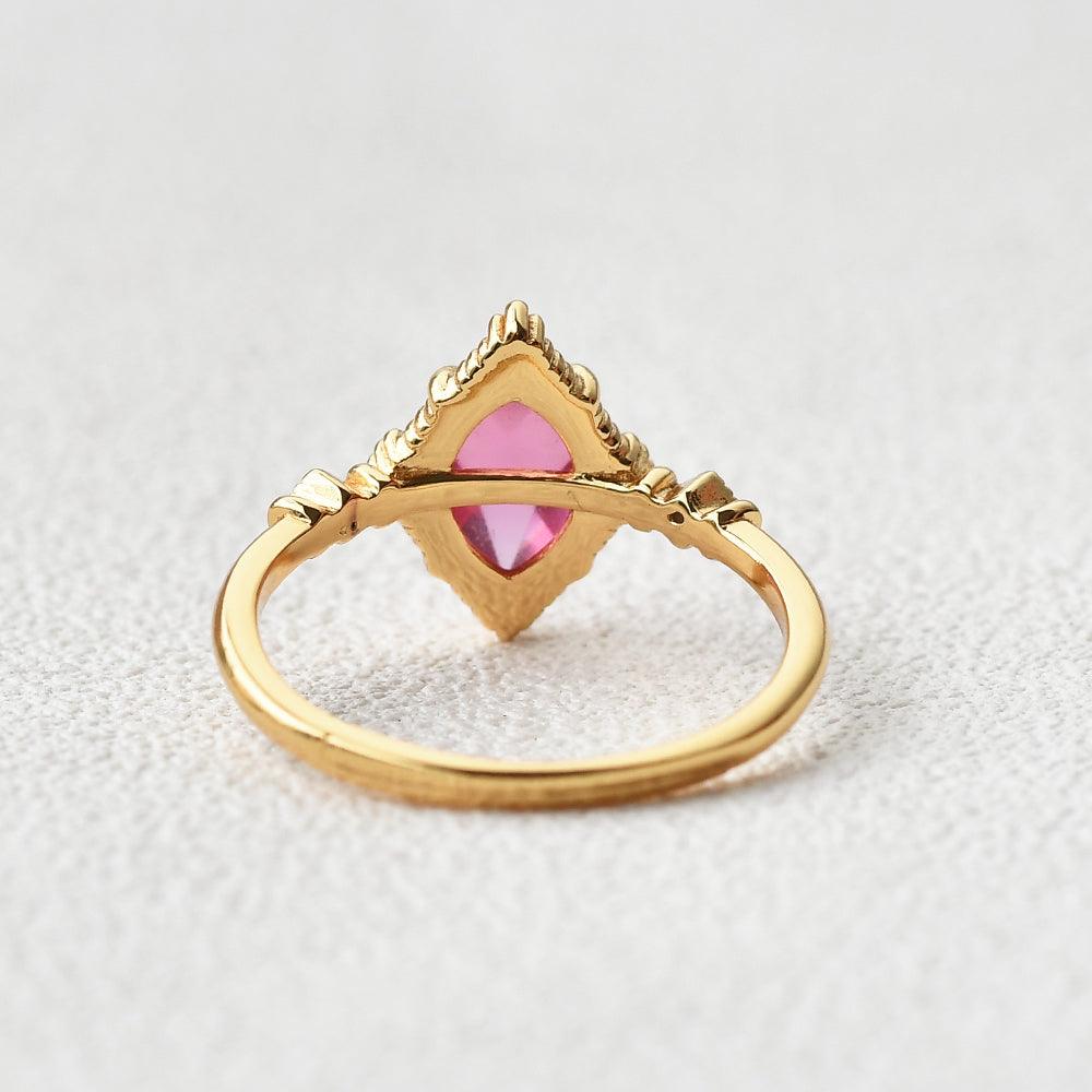 Marquise Lab Ruby Vintage Yellow Gold Ring - Felicegals 丨Wedding ring 丨Fashion ring 丨Diamond ring 丨Gemstone ring--Felicegals