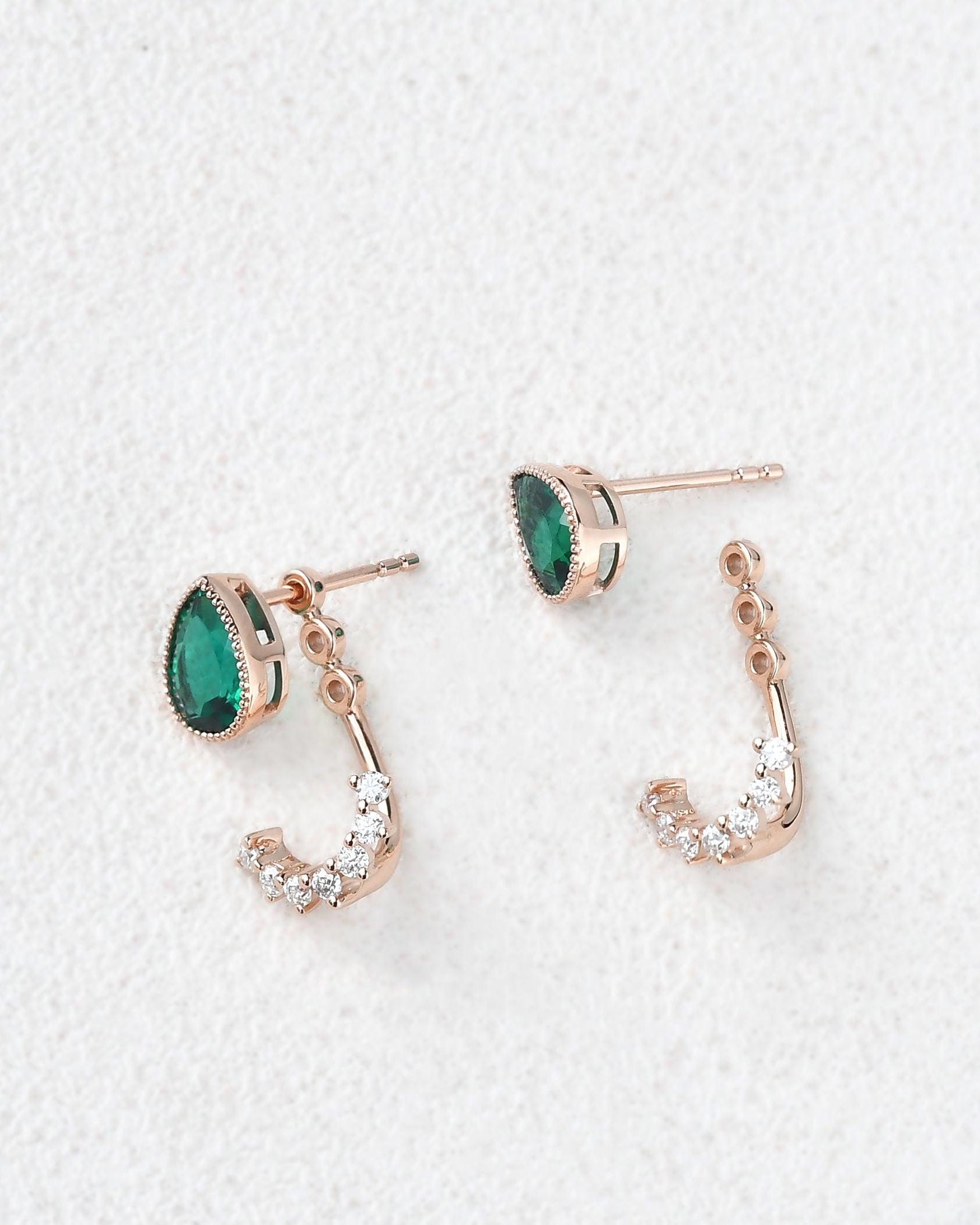 Felicegals Emerald Vintage Earring Set 2pcs - Felicegals 丨Wedding ring 丨Fashion ring 丨Diamond ring 丨Gemstone ring--Felicegals 丨Wedding ring 丨Fashion ring 丨Diamond ring 丨Gemstone ring