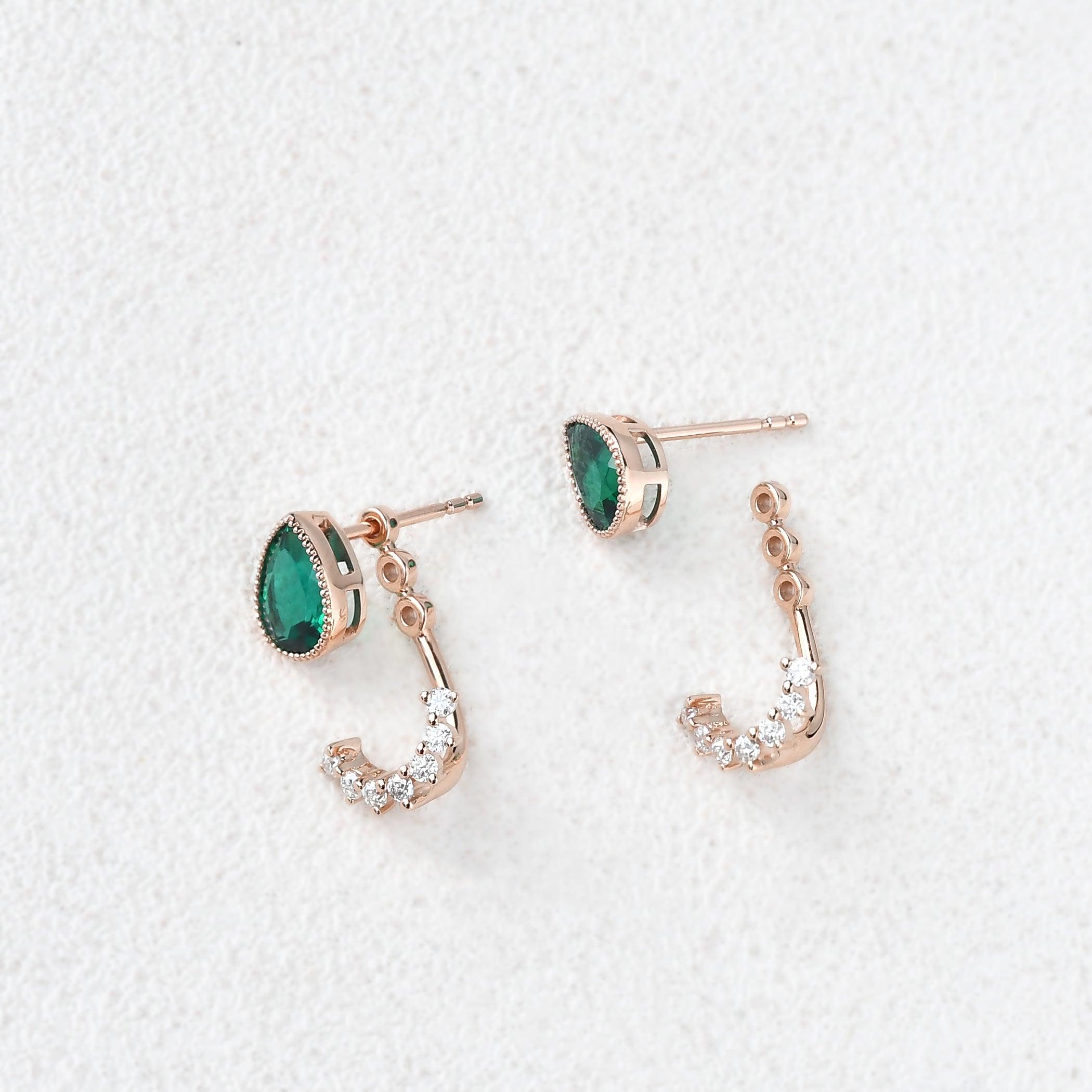 Felicegals Emerald Vintage Earring Set 2pcs - Felicegals 丨Wedding ring 丨Fashion ring 丨Diamond ring 丨Gemstone ring--Felicegals 丨Wedding ring 丨Fashion ring 丨Diamond ring 丨Gemstone ring