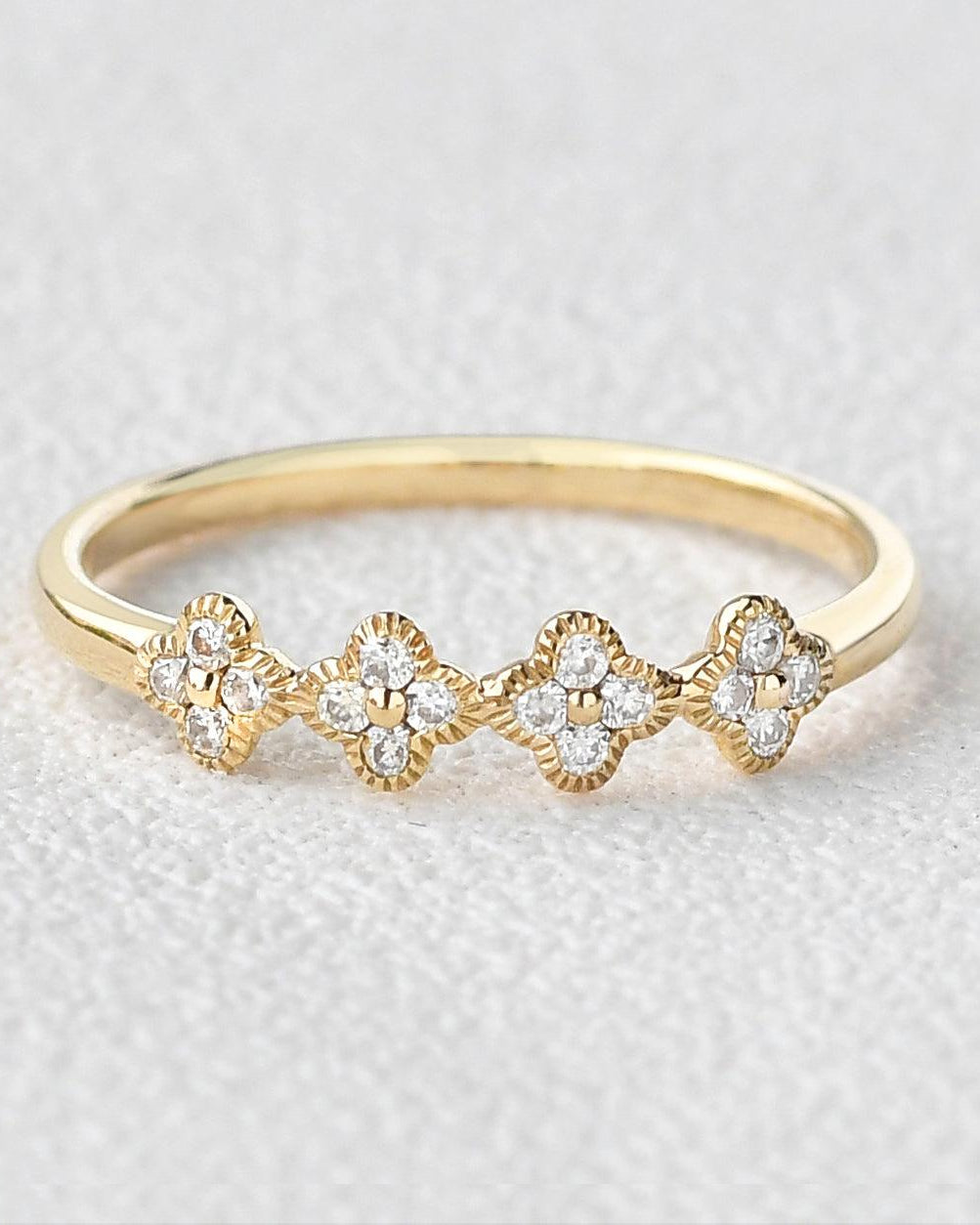Moissanite Flower Shape Solid Gold Ring - Felicegals