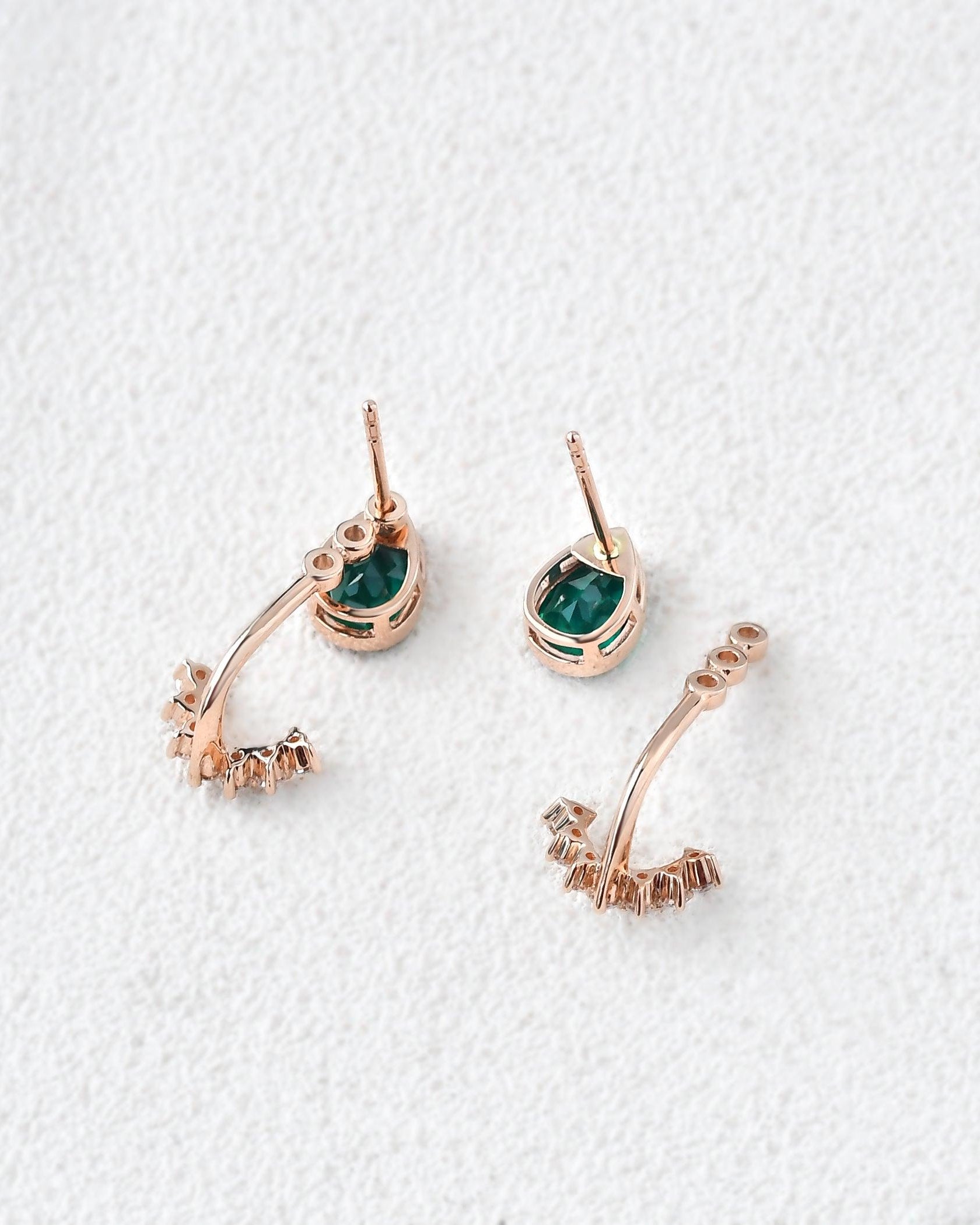Felicegals Emerald Vintage Earring Set 2pcs - Felicegals 丨Wedding ring 丨Fashion ring 丨Diamond ring 丨Gemstone ring--Felicegals 丨Wedding ring 丨Fashion ring 丨Diamond ring 丨Gemstone ring