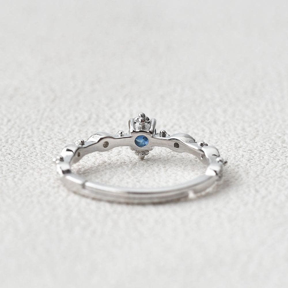 Lab Sapphire Vintage Inspired White Gold Ring - Felicegals 丨Wedding ring 丨Fashion ring 丨Diamond ring 丨Gemstone ring--Felicegals