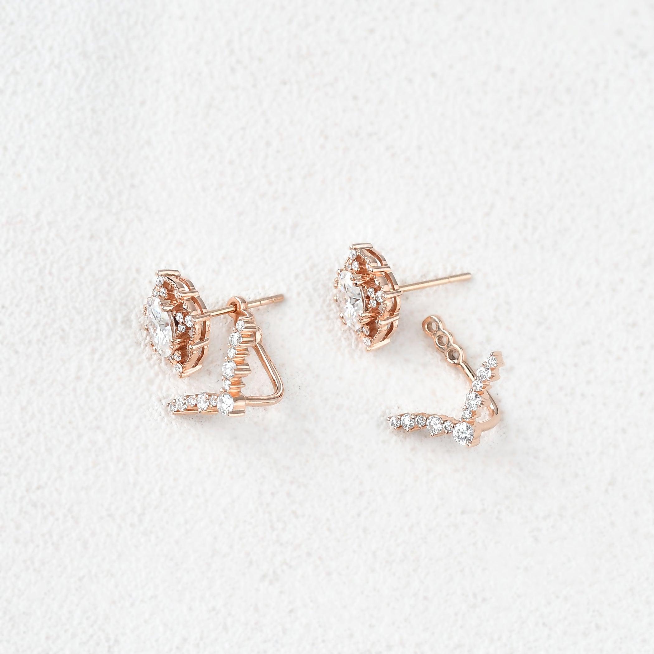 Felicegals Moissanite Signature Vintage Earrings - Felicegals 丨Wedding ring 丨Fashion ring 丨Diamond ring 丨Gemstone ring--Felicegals 丨Wedding ring 丨Fashion ring 丨Diamond ring 丨Gemstone ring