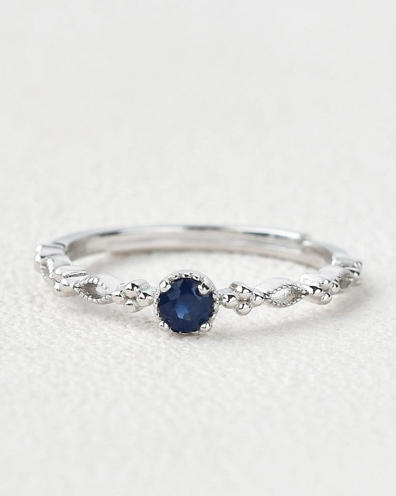 Lab Sapphire Round Cut White Gold Ring - Felicegals 丨Wedding ring 丨Fashion ring 丨Diamond ring 丨Gemstone ring--Felicegals